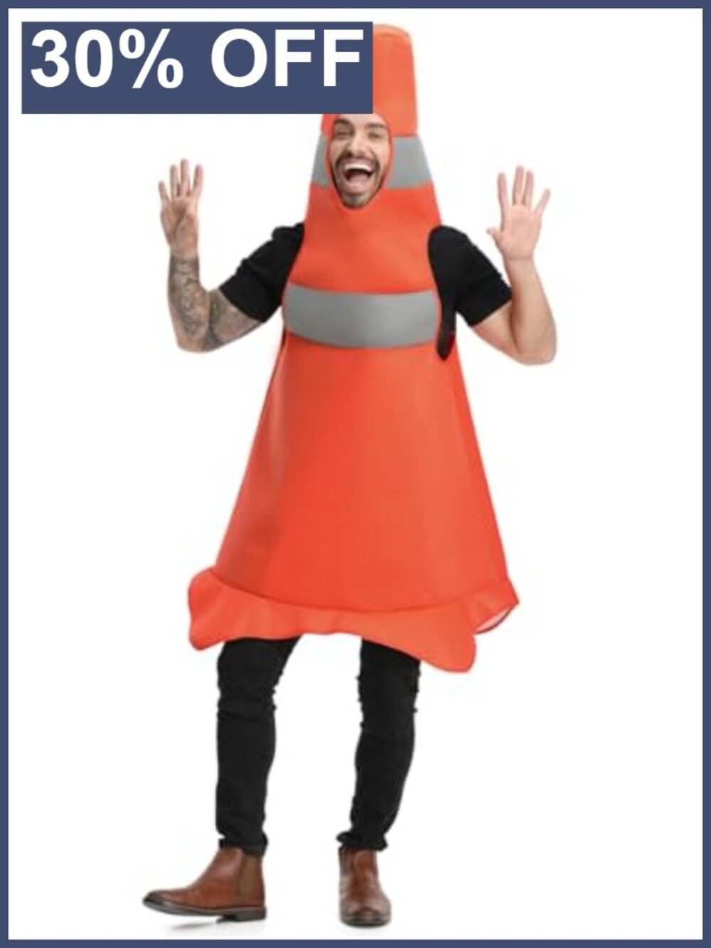 Construction Cone Costume Men's Halloween Traffic Cone Jumpsuit
